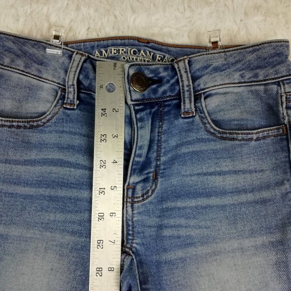 American‎ Eagle Womens Jeans Jeggings Blue Denim Light Wash Super Stretch 0 - Picture 8 of 13